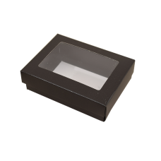 Sober ask och lock fönster 112x82x32 mm svart (100-pack)