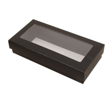 Sober ask och lock fönster 159x78x25 mm svart (100-pack)