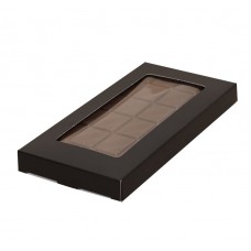 Ask till chokladkaka 160x80x15 mm svart matt stort fönster (100-pack)