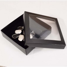 Smyckesask Sober fönster 125x125x32 mm svart (100-pack)