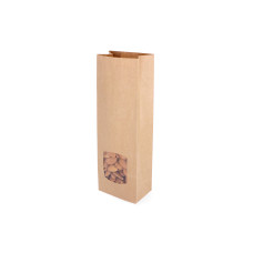 Konditoripåse Brun med PE barriär och  fönster 80x50x240 mm, 50-p
