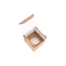 Cupcakeask för 2 cupcakes med specialtillverkad insats 200x100x90 mm Brun (10-pack)