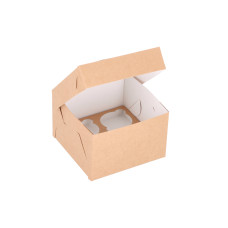 Cupcakeask för 4 cupcakes med specialtillverkad insats  150x150x100 mm Brun (10-pack)