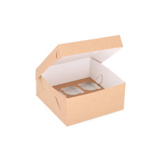 Cupcakeask för 6 cupcakes med specialtillverkad insats 210x210x100 mm Brun (10-pack)