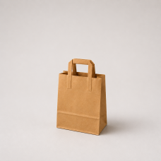 Papperskasse med platta handtag i kraftpapper 180x80x220 mm Brun (500-pack)