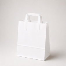 Papperskasse med platta handtag i kraftpapper 260x120x350 mm vit (250-pack) Papperskasse med platta handtag i kraftpapper 260x120x350 mm vit (250-pack)