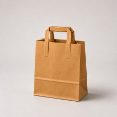Papperskasse med platta handtag i kraftpapper 220x100x280 mm Brun (250-pack) Papperskasse med platta handtag i kraftpapper 220x100x280 mm Brun (250-pack)