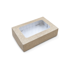 Quick Cake Box 230x150x50 mm Fönster – Naturbrun (15-pack)