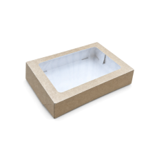 Quick Cake Box 260x190x60 mm Fönster – Naturbrun (15-pack)