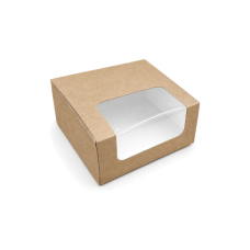 Quick Cake Box 132x132x66 mm Fönster– Naturbrun (25-pack)