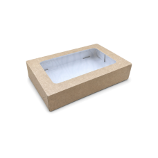 Quick Cake Box 190x130x50 mm Fönster – Naturbrun (15-pack)