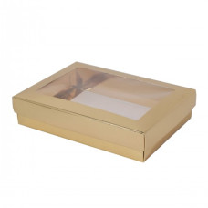 Sober ask och lock fönster 159x112x32 mm guld (100-pack)
