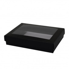 Sober ask och lock fönster 159x112x25 mm svart (100-pack)