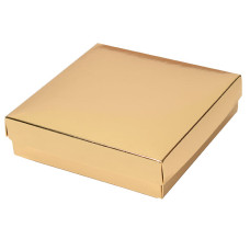 Sober ask och lock 125x125x32 mm guld (100-pack)