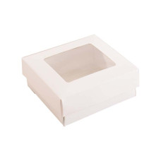 Sober ask och lock fönster 78x82x32 mm vit (100-pack)