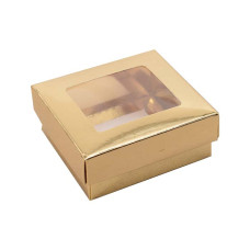 Sober ask och lock fönster 78x82x32 mm guld (100-pack)