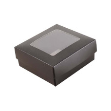 Sober ask och lock fönster 78x82x32 mm svart (100-pack)