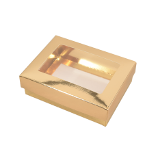 Sober ask och lock fönster 112x82x32 mm guld (100-pack)