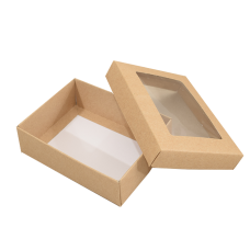 Sober ask och lock fönster 112x82x32 mm natur (100-pack)