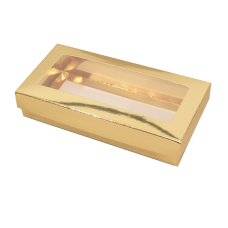 Sober ask och lock fönster 159x78x32 mm guld (100-pack)