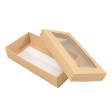 Sober ask och lock fönster 159x78x25 mm natur (100-pack)