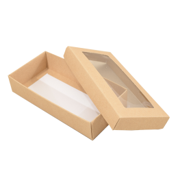 Sober ask och lock fönster 159x78x32 mm natur (100-pack)