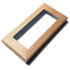 Ask till chokladkaka 160x80x15 mm naturbrun stort fönster (100-pack)