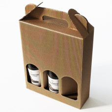 Flaskbox fönster 295x70x286mm natur brun 4 flaskor (10-pack)