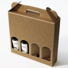 Flaskbox fönster 295x70x286mm natur brun 4 flaskor (10-pack)