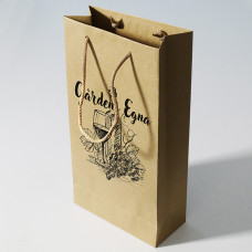 Flaskpåse lyx med eget tryck 200x90x380mm naturbrun (100-pack)