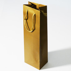 Flaskpåse lyx med färgat handtag 120x90x390mm guld (12-pack)