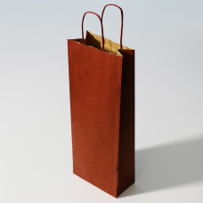 Flaskpåse med tvinnade handtag 150x80x395 mm vinröd (25-pack)
