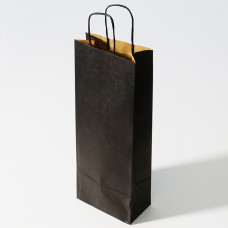 Flaskpåse med tvinnade handtag 150x80x395 mm svart (25-pack)