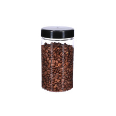 Plastburk rund med svart lock Ø83x150 mm, 750ml, 12-p
