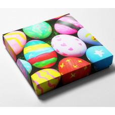 Ask med lock påskmotiv Ägg, 125x125x25/20 mm (100-pack)